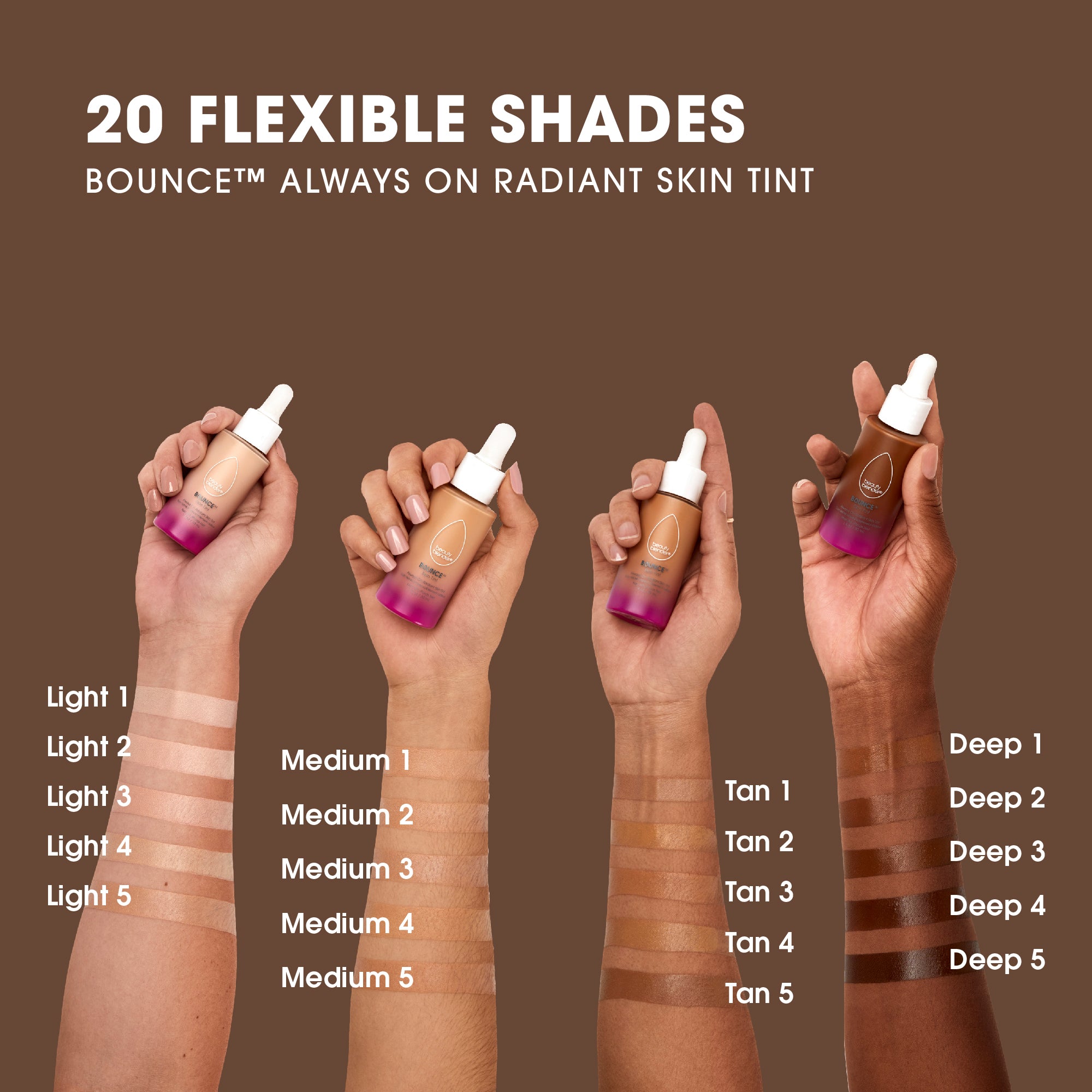 deep-1best-tinted-moisturizer-for-mature-skin-20-flexible-shades-bounce™-always-on-radiant-skin-tint-color-comparison-between-4-different-skin-tones-from-lightest-to-darkest-light-1-5-medium-1-5-tan-1-5-deep-1-5